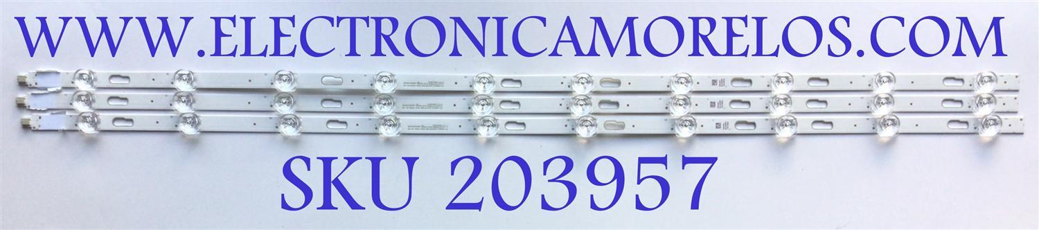 KIT DE LED'S PARA TV SAMSUNG (3 PIEZAS) / NUMERO DE PARTE 261501010095 / BN96-1645A / 30-43-0D23-3X10-804.25X12.5-210903-2.1 / PANEL CY-BA043HGHR4V / MODELO UN43TU700DFXZA CH20